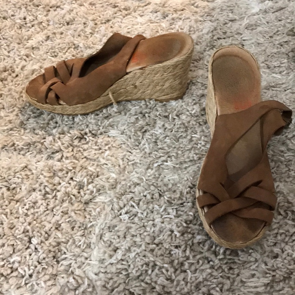 Michael Kors tan espadrille wedges